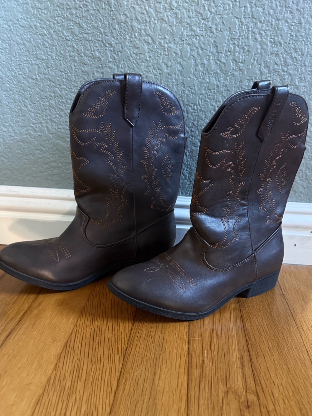 DREAM PAIRS Girls Brown Cowboy Western Boots Size 2